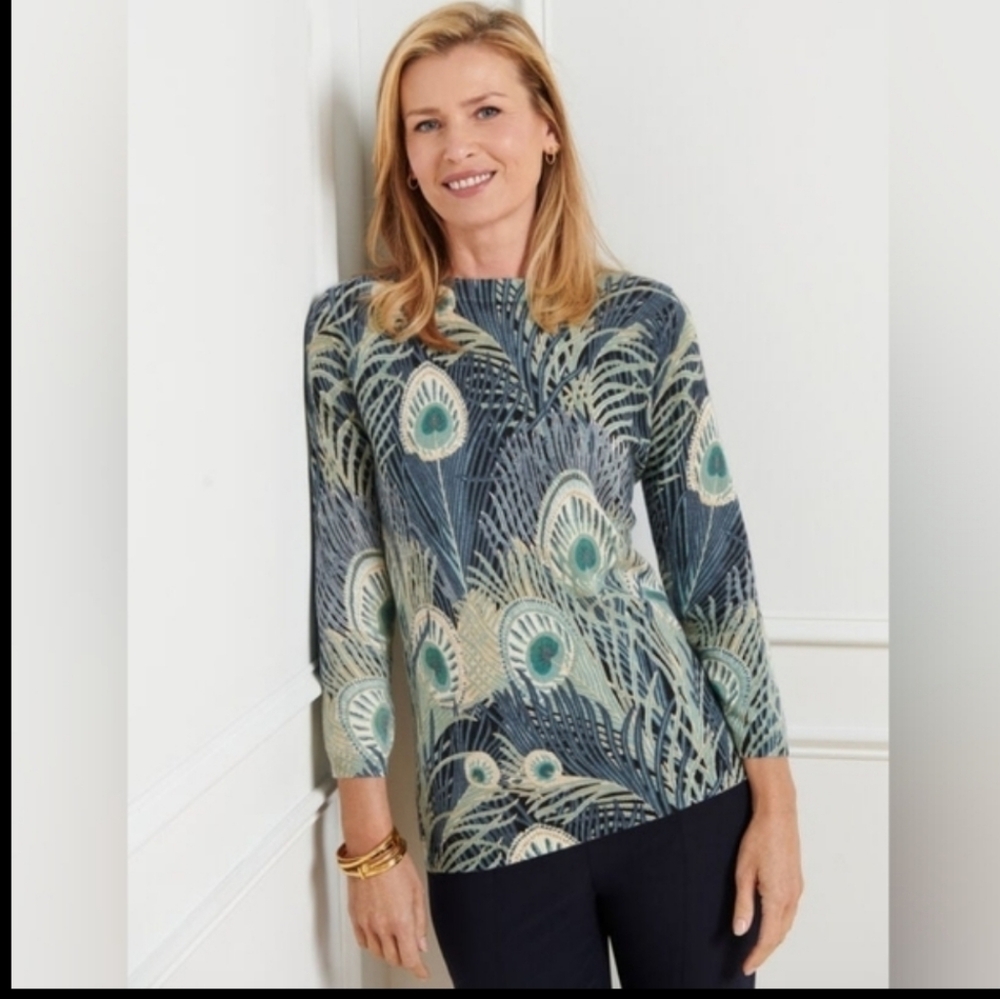 Talbots Audrey Pure Cashmere Sweater - Peacock Feather petite Medium